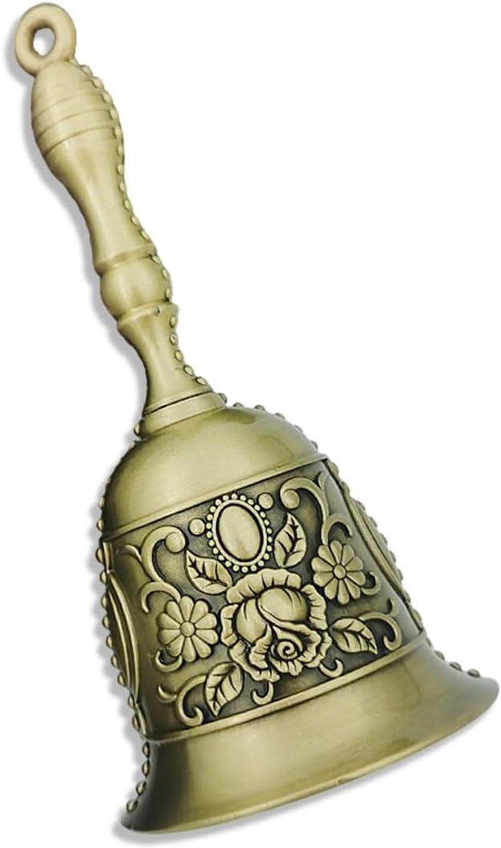 Vintage Handbell - Tafelbel Bel - Aandacht Trekken - Roestvrij Zinklegering - 5.3 x 11.5 cm - Zilverkleurig
