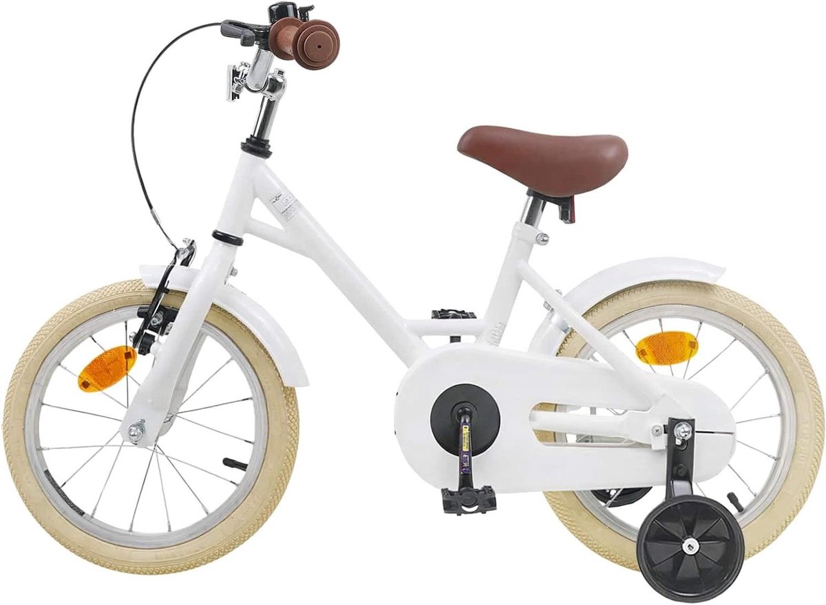 Kinderfiets 12 Inch Klassieke Loopfiets Fietsplezier Buiten Robuuste Stalen Frame 85-100cm Lengte Wit