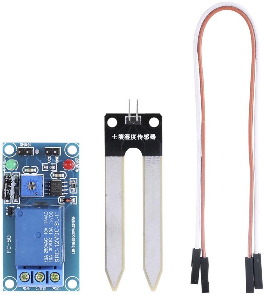 DC12V Relais Controle Module voor Bodemvochtigheidssensor, Automatische Irrigatie Schakelaar met Kabels voor Efficiënte Tuinirrigatie en Bodemvocht Monitoring