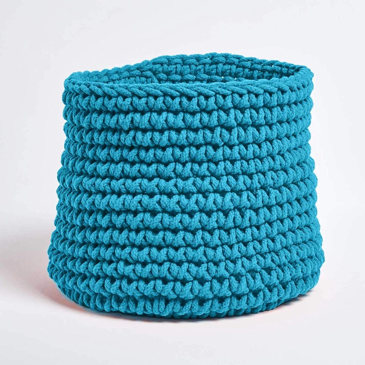 Gebreide Poef - Voetenbank Zetel - Ontspannen Zitten - Stevig Ontwerp - 42 x 37 cm - Blauwgroen