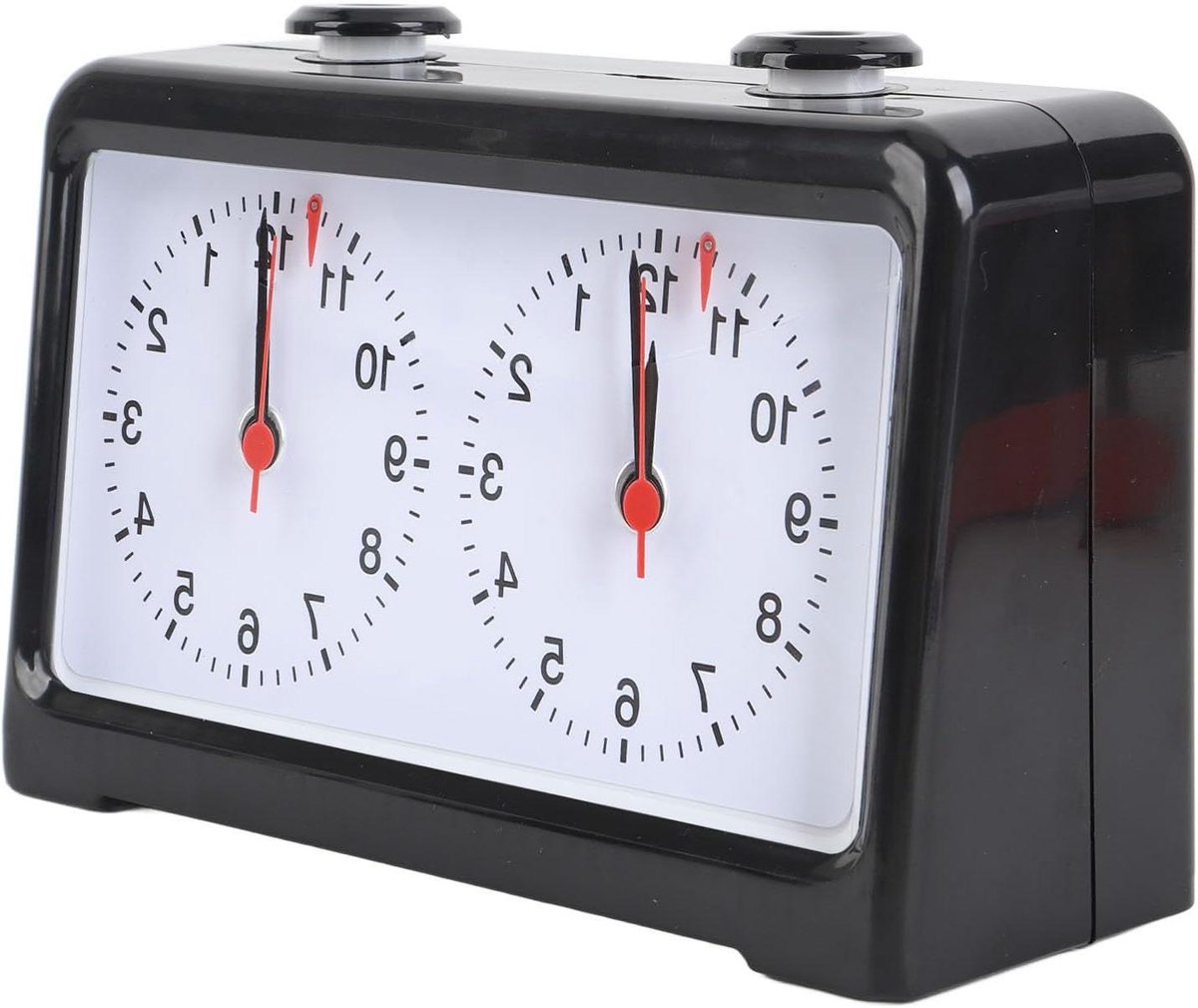 Analoge Schaakklok - Schakeltimer Wedstrijdklok - Schaakwedstrijden Spelen - Stabiele Basis Hoge Nauwkeurigheid - 13 x 6 cm - Zwart