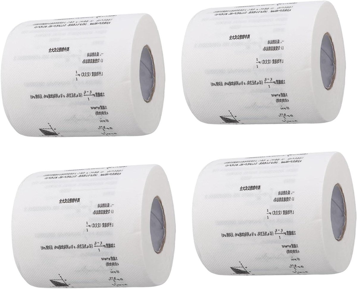 Decoratief Toiletpapier - Formule Papier - School Decoratie - Natuurkunde Formules - 4 Rollen - Wit