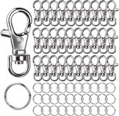 Ulisem - Sleutelhanger Maken Set 60 Stuks – 30 Karabijnsluitingen & 30 Sleutelringen – Metalen Sleutelhanger Onderdelen voor DIY, Sieraden & Knutselen – Zilver