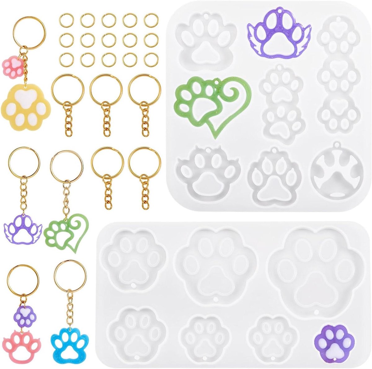 Pootafdruk Siliconen Mallen - Hondenpoot Kattenpoot - Sieraden Maken - Flexibel en Herbruikbaar - 2 Stuks - Wit