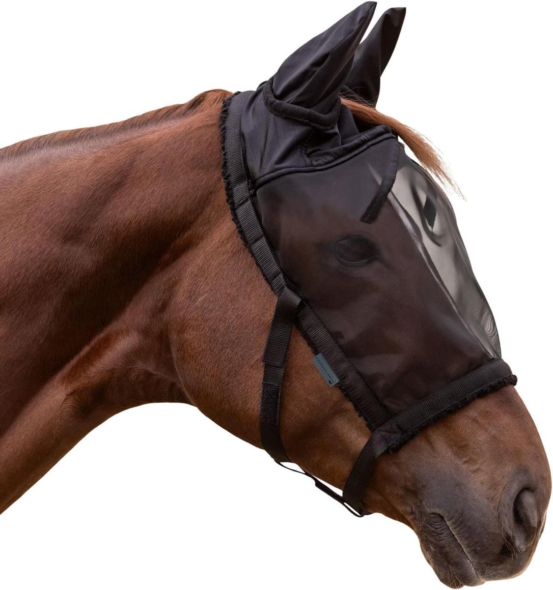 Weidehalster met Vliegenmasker - Paardenhalster Vliegenbescherming - Paarden Weiden - Losbreekbaar bij Druk - Unisex - Zwart