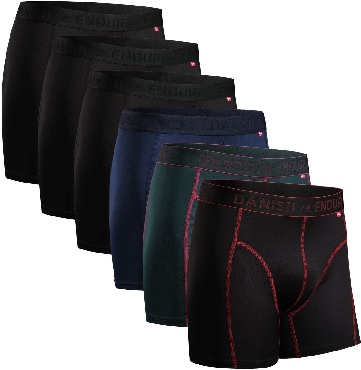 DANISH ENDURANCE Sportonderbroeken Heren - Quick Dry - Sport Boxershorts - 6 pack - Meerkleurig - Maat XL