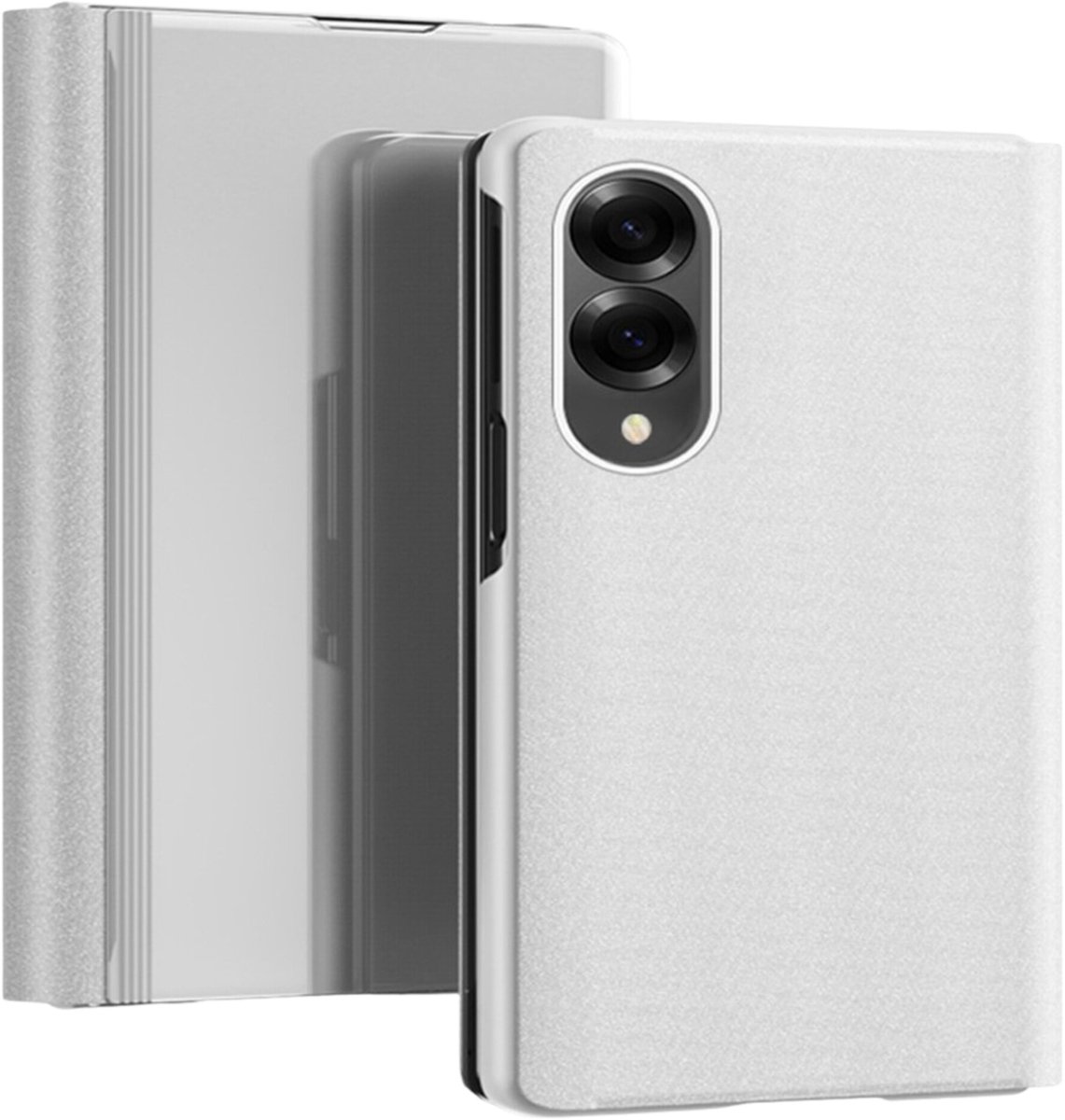 Casety Geschikt voor Samsung Galaxy Z Fold 8 - Window view cover hoes - Zilver