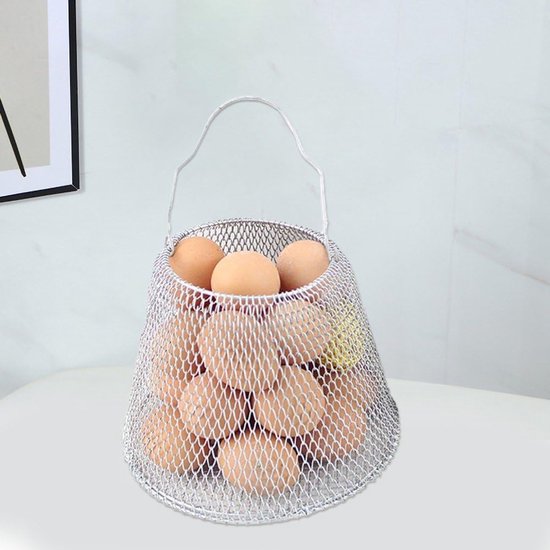 Eier Mand Opvouwbaar - Draadmanden Fruitmand - Eieren Verzamelen - Ruimtebesparend Ontwerp - 21 x 15 x 11 cm - Zilver — afbeelding 3