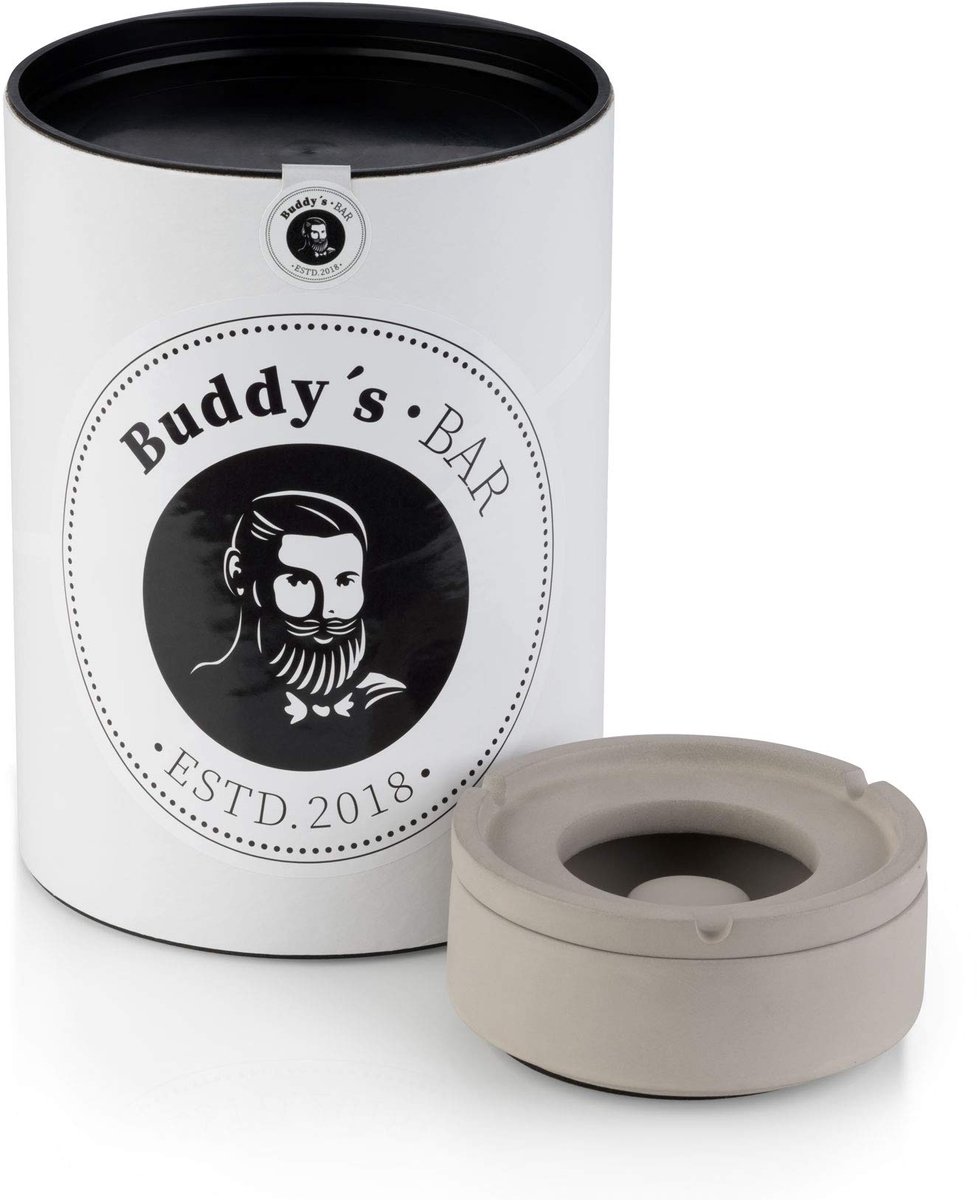 Buddy´s Bar Concrete - Windasbak - Beton grijs - 10,5 cm - Met deksel en antislip onderzijde