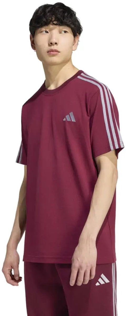 Adidas Essentials 3 Stripes Single Jersey Left Chest Branded T-shirt Met Korte Mouwen L Man Team Maroon 2 / Slate