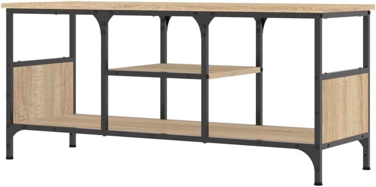 Tv-kast hout - Media meubel - Woonkamer inrichting - Industriële stijl - 100 cm breed - Sonoma eiken
