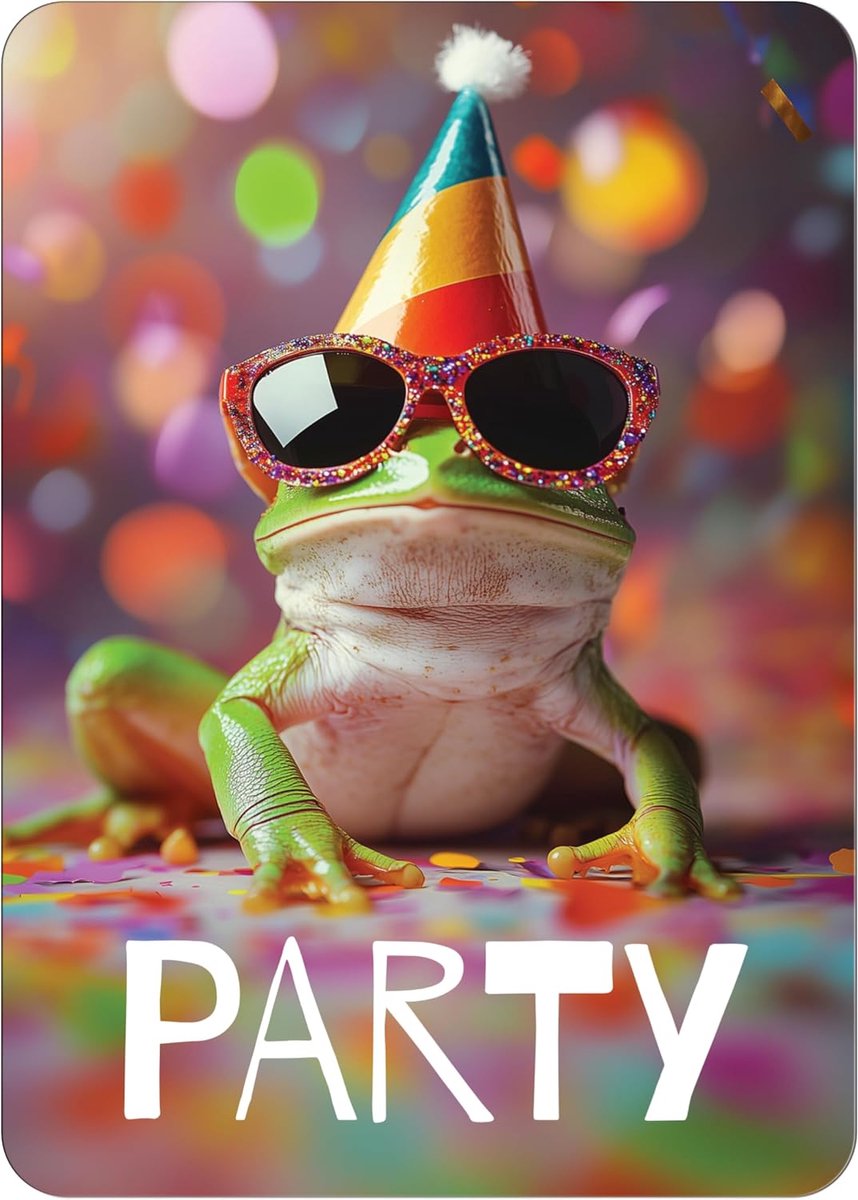 Verjaardagsuitnodigingen – 12x Grappige Kikker Uitnodigingen voor je Feestje - voor Kinderverjaardagen - Themafeestjes en Speciale Evenementen. Let's PARTY!