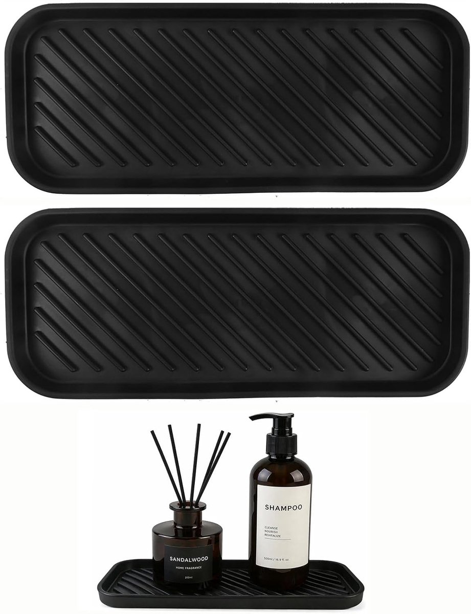 2 stuks siliconen afdruipmat voor keuken en badkamer, antislip spoelbakorganizer, sponshouder en zeepdispenser, 23 x 9 x 1,2 cm