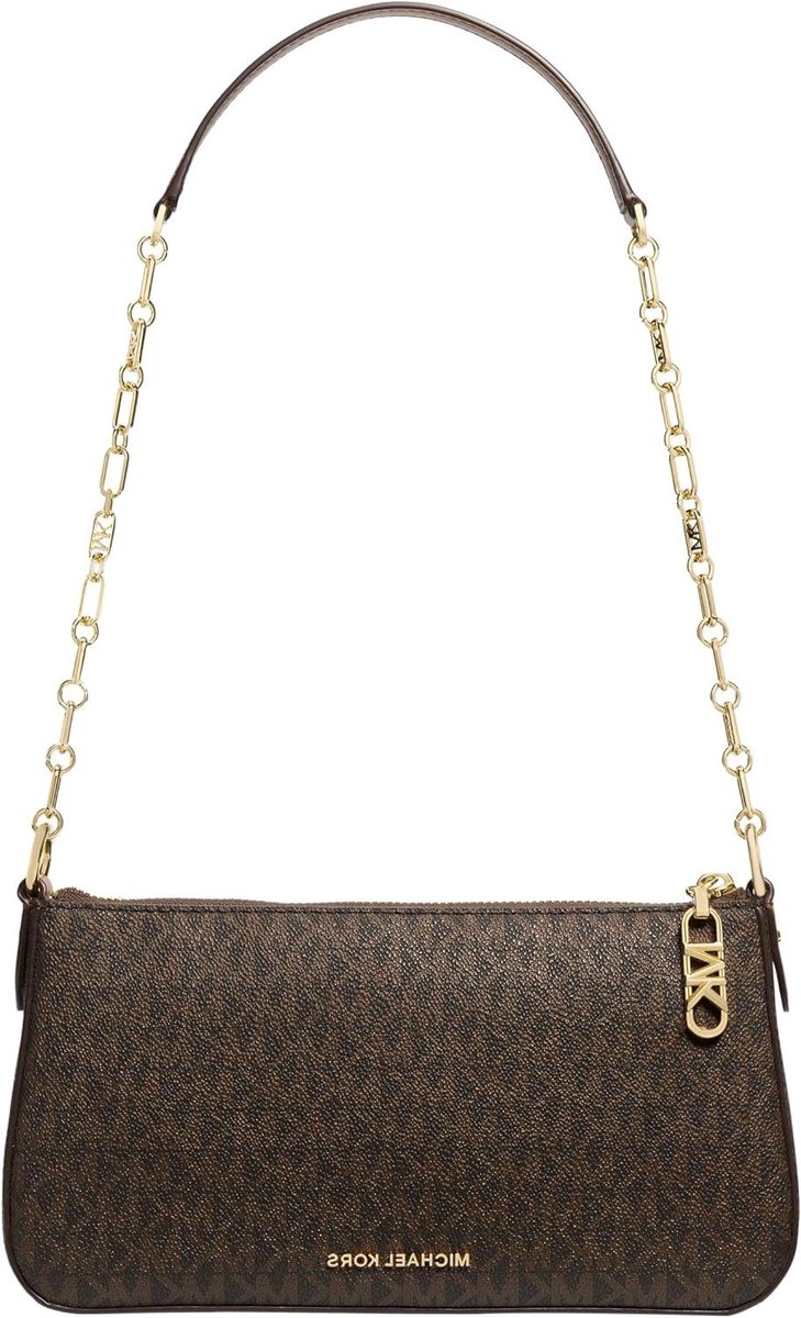 Dames Handtas - Kleine Tas - Licht Reizen - Gouden Ketting - 13 x 25 cm - Bruin