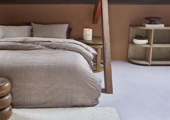 Riviera Maison Chevron Weave dekbedovertrek - Tweepersoons - 200x200/220 - Bruin van Merkloos — afbeelding 3