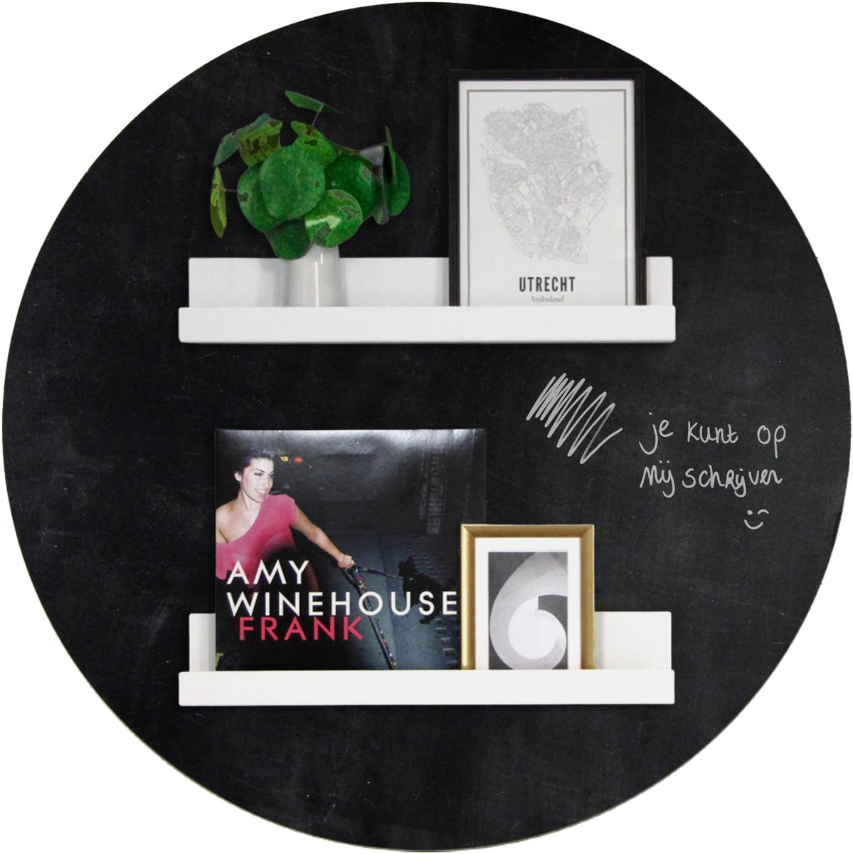 Magnetisch Krijtbord Rond - Oud Zwart - Rond - 60cm - Kamer26