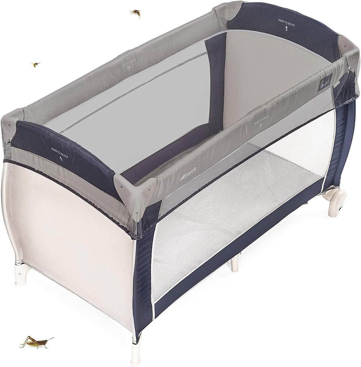 Klamboe 1 persoons - Grijs - Universeel 90x40 tot 120x160 cm - Wasbaar Fijnmazig Muggennet met Elastische Rand - Voor Campingbedje en Babybed