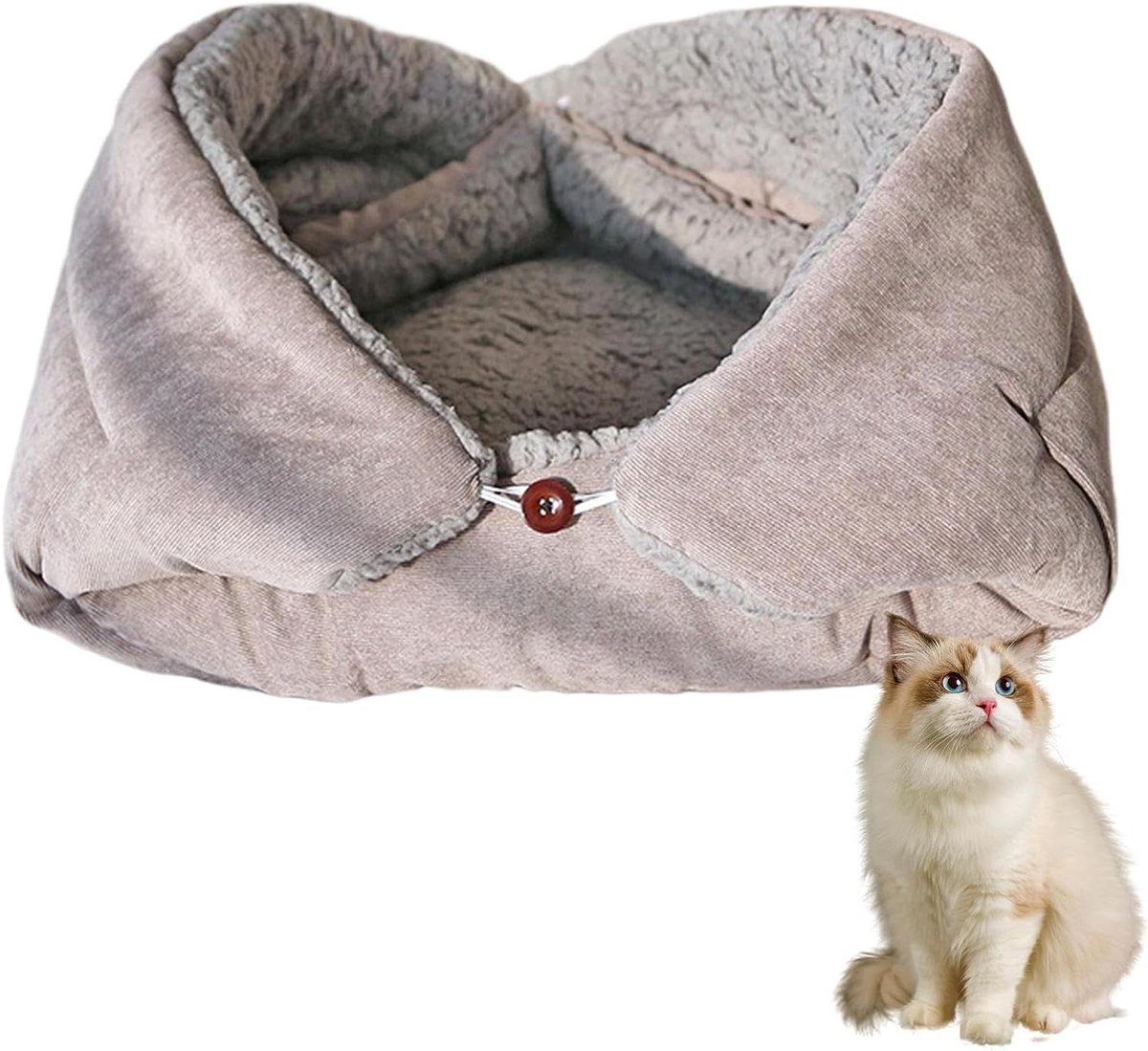 Kattenbed - Huisdierbank - Comfortabel Rusten - Opvouwbaar Ontwerp - 80 x 60 cm - Grijs