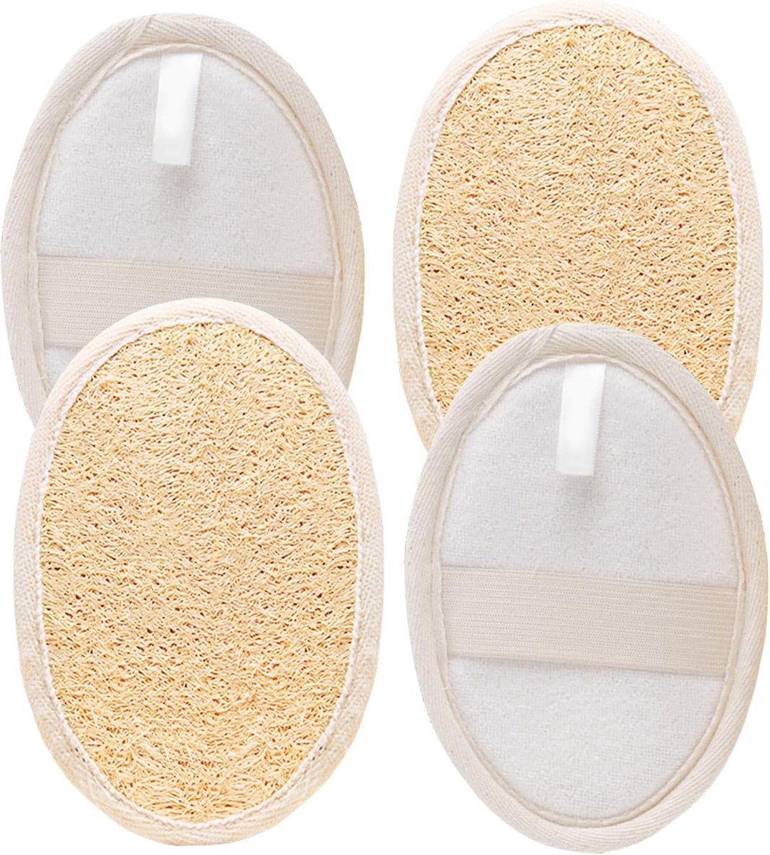 Natuurlijke Loofah Spons Set van 4 - Exfoliërende Douche Mitt en Back Scrubber voor Herbruikbaar Lichaam en Gezichtsverzorging