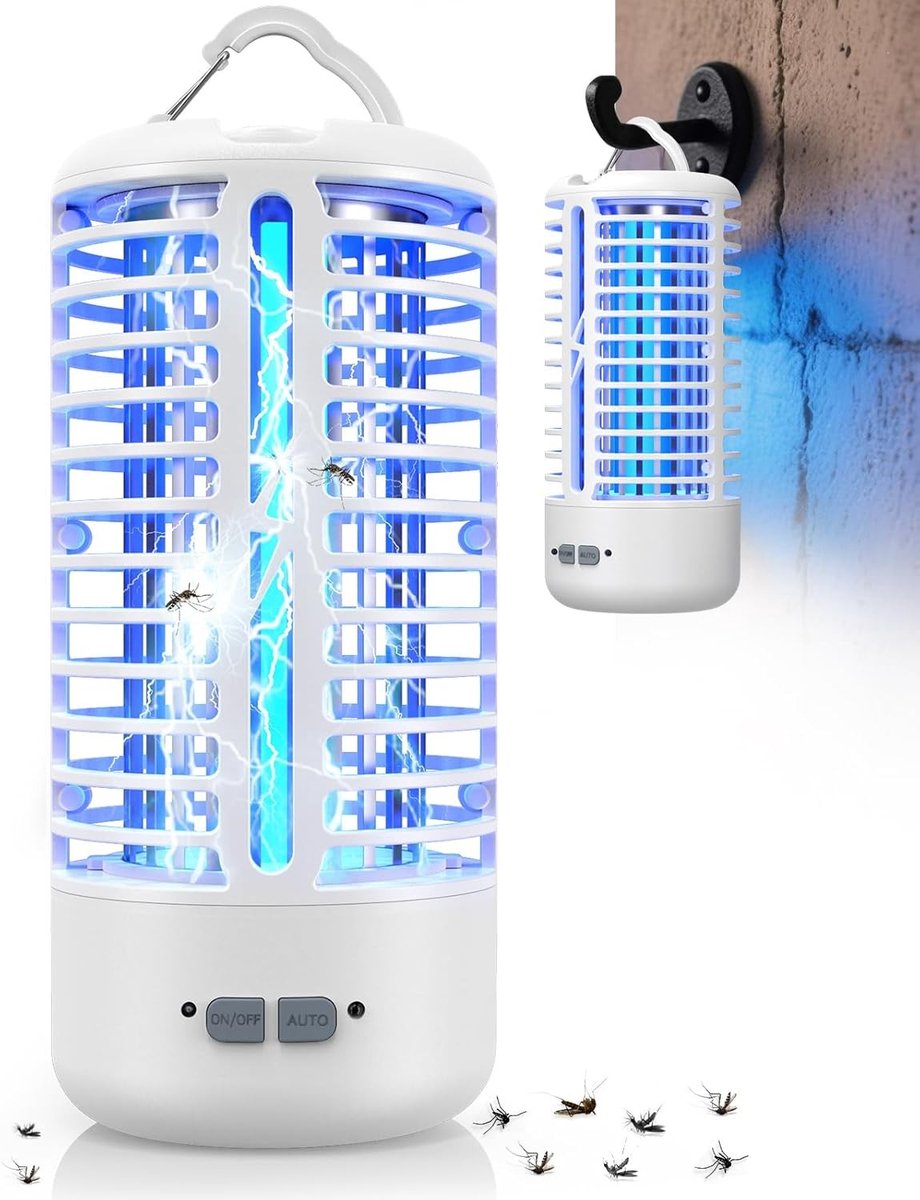 Vliegenlamp - Wit - Oplaadbare Elektrische Muggenlamp met UV LED - Waterdicht IPX4 - Voor Binnen en Buiten