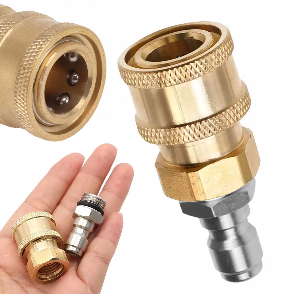 Rosfix JetLink QC14 Snelkoppelingadapter - 1/4" op 1/4" - Messing & Rvs, Dicht