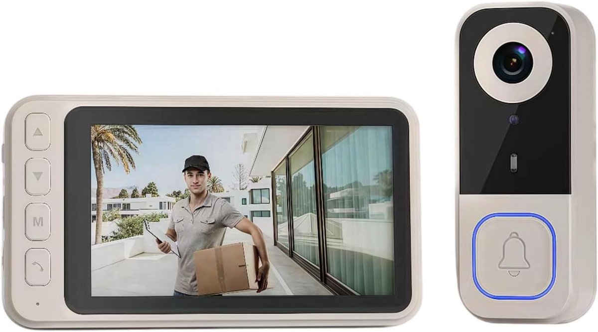 Deurbel Camera - Video Intercom - Beveiliging Thuis - Lokaal Opnemen - 17 x 11 x 7.5 cm - Wit