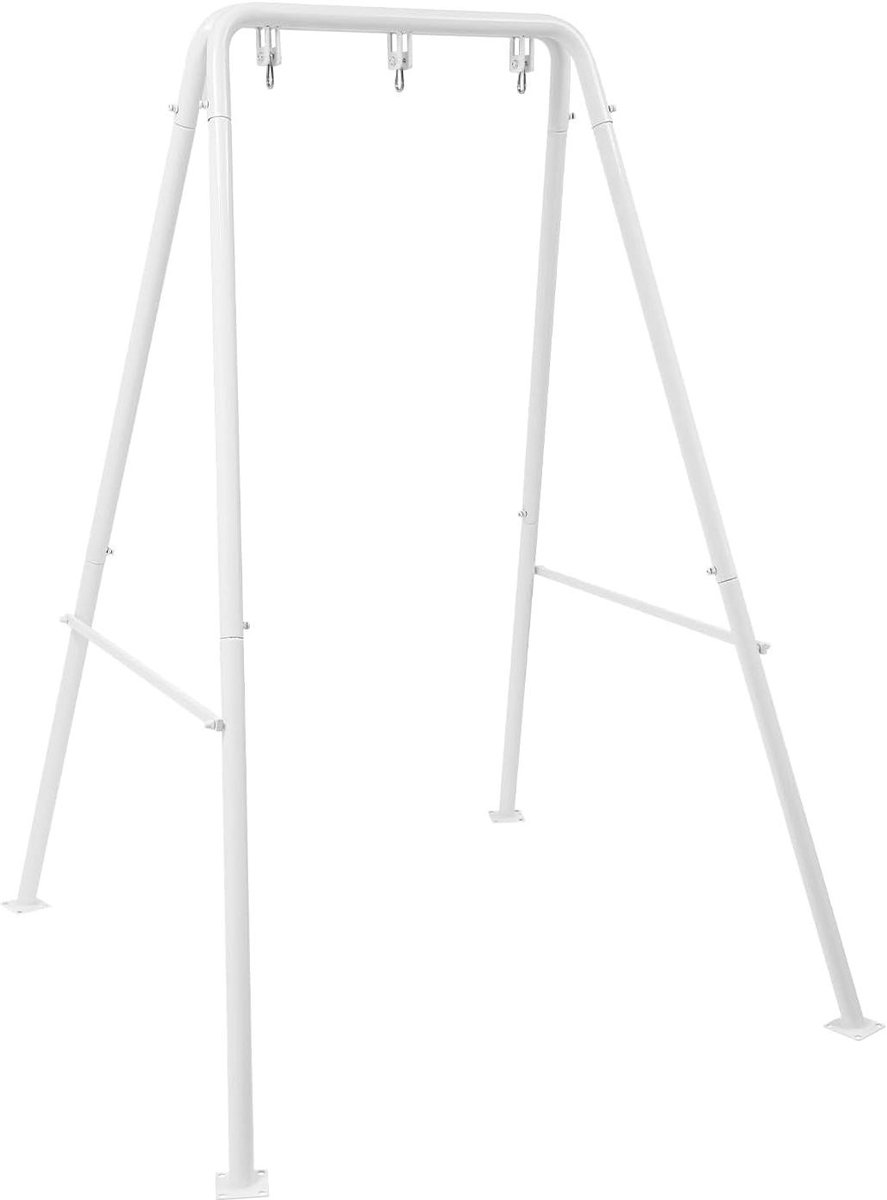 Schommelframe - Hangstoel standaard - Binnen en buiten - Robuuste ijzeren buis - 134x118x178 cm - Wit