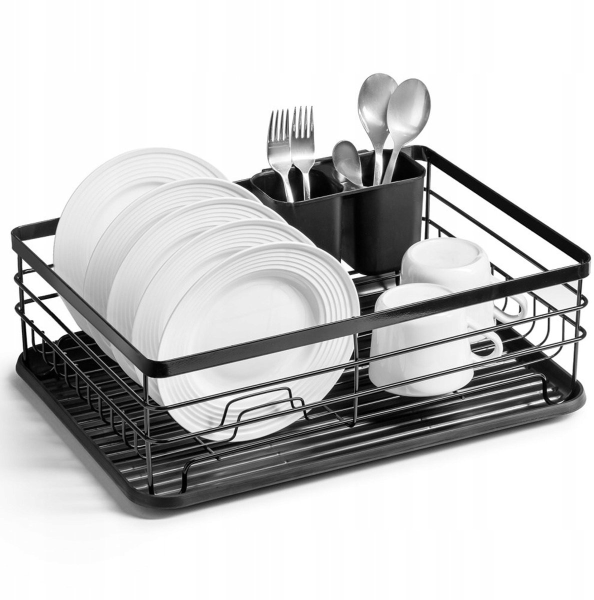 Zwarte Keuken Droogrek voor Borden en Bestek - 43x32 cm