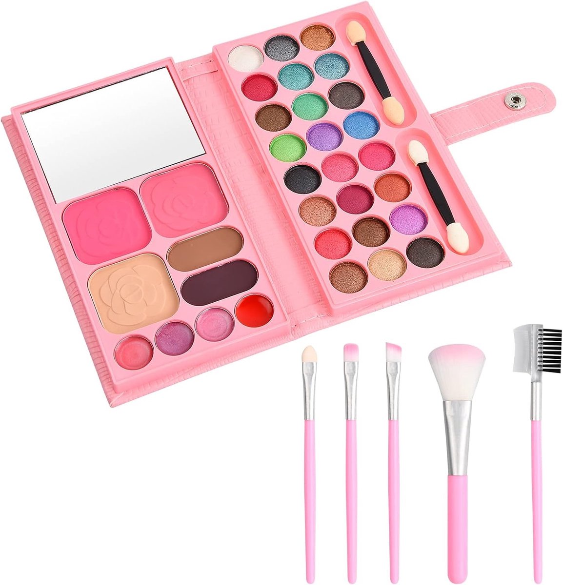 Makeup Paletten Set voor Vrouwen en Meisjes met Draagbaarheid, Make-up Kwasten en Kleurrijke Oogschaduw