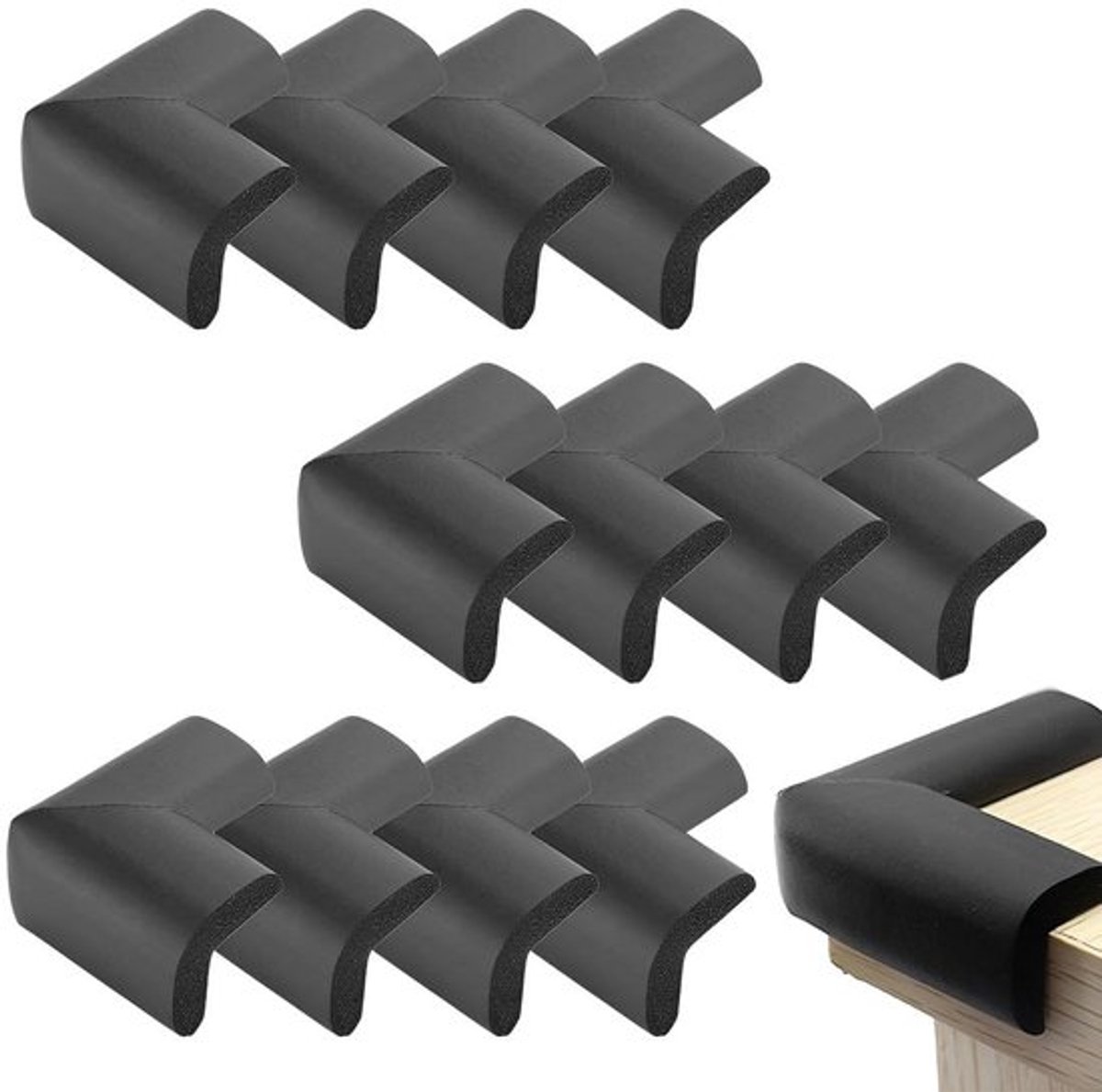 Hoekbescherming Zacht Schuim - 12 Hoekbeschermers - Tafelbescherming - Veiligheid voor Kinderen - Antislip - Schokabsorberend - Hoekkussen