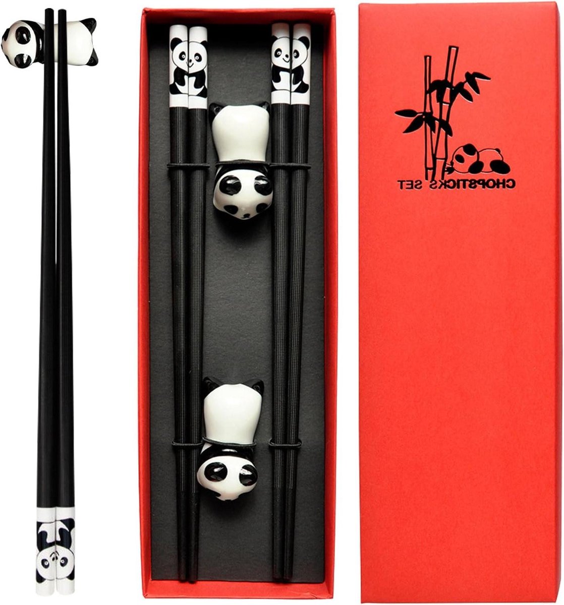 Herbruikbare Eetstokjes - Chinese Stokjes - Thuis Dineren - Met Panda Houder - 24 cm - Niet gespecificeerd