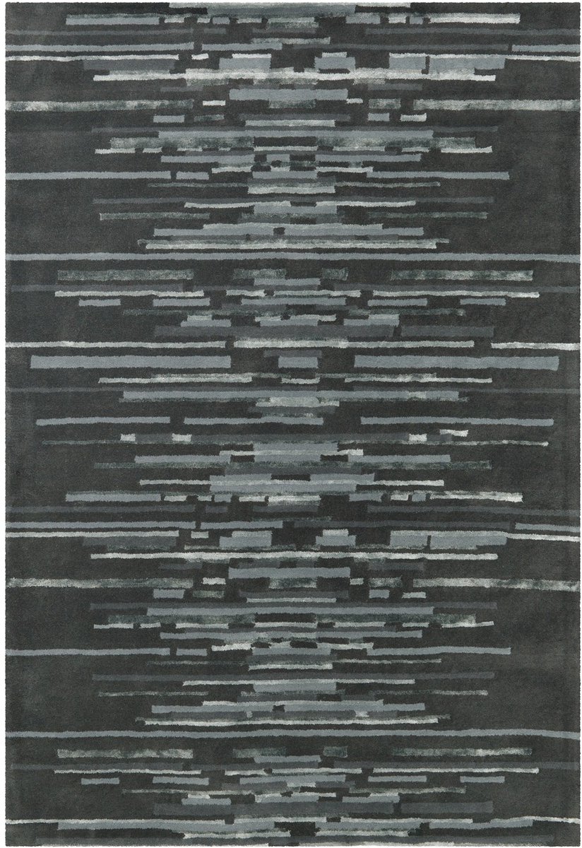 Padiro laagpolig vloerkleed 170 x 240 cm - antraciet - modern abstract design - geschikt voor vloerverwarming - van wol en viscose