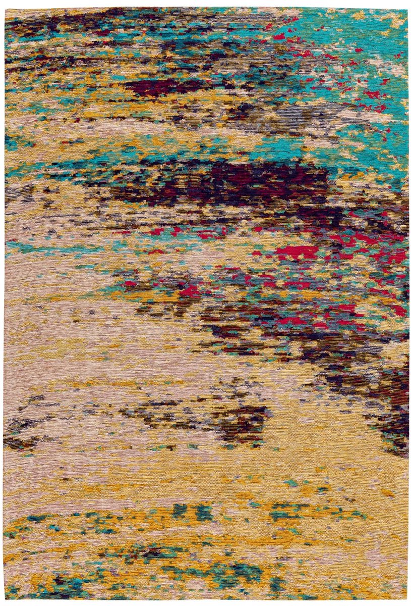 Padiro laagpolig vloerkleed 80 x 150 cm - meerkleurig - vintage patroon - geschikt voor vloerverwarming - van modacryl en katoen en polyester