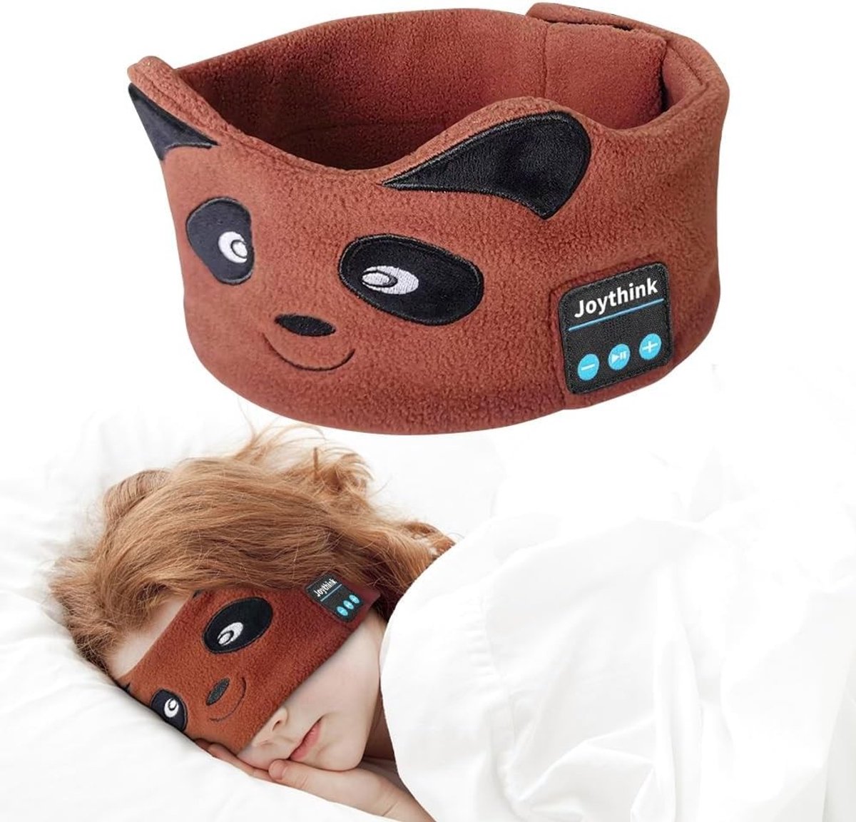 Sporthoofdtelefoon - Bruin - Verstelbare 3-in-1 Bluetooth Hoofdband met Slaapmasker - Voor Kinderen
