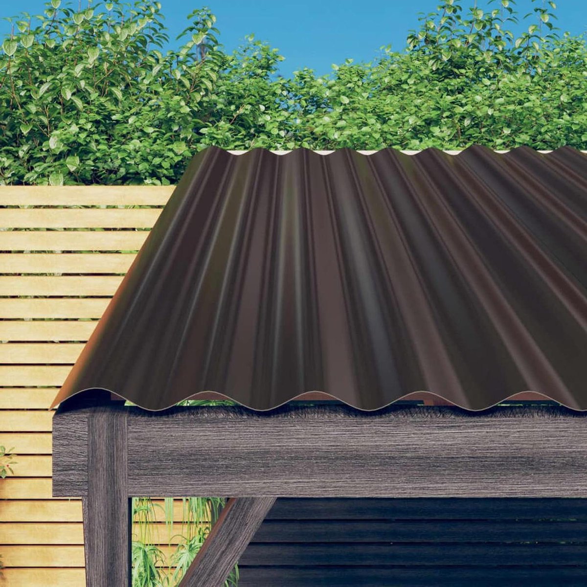 Dakpanelen - Golfplaten Metalen Platen - Dak Bedekken - Gecoat Staal - 100 x 36 cm - Bruin