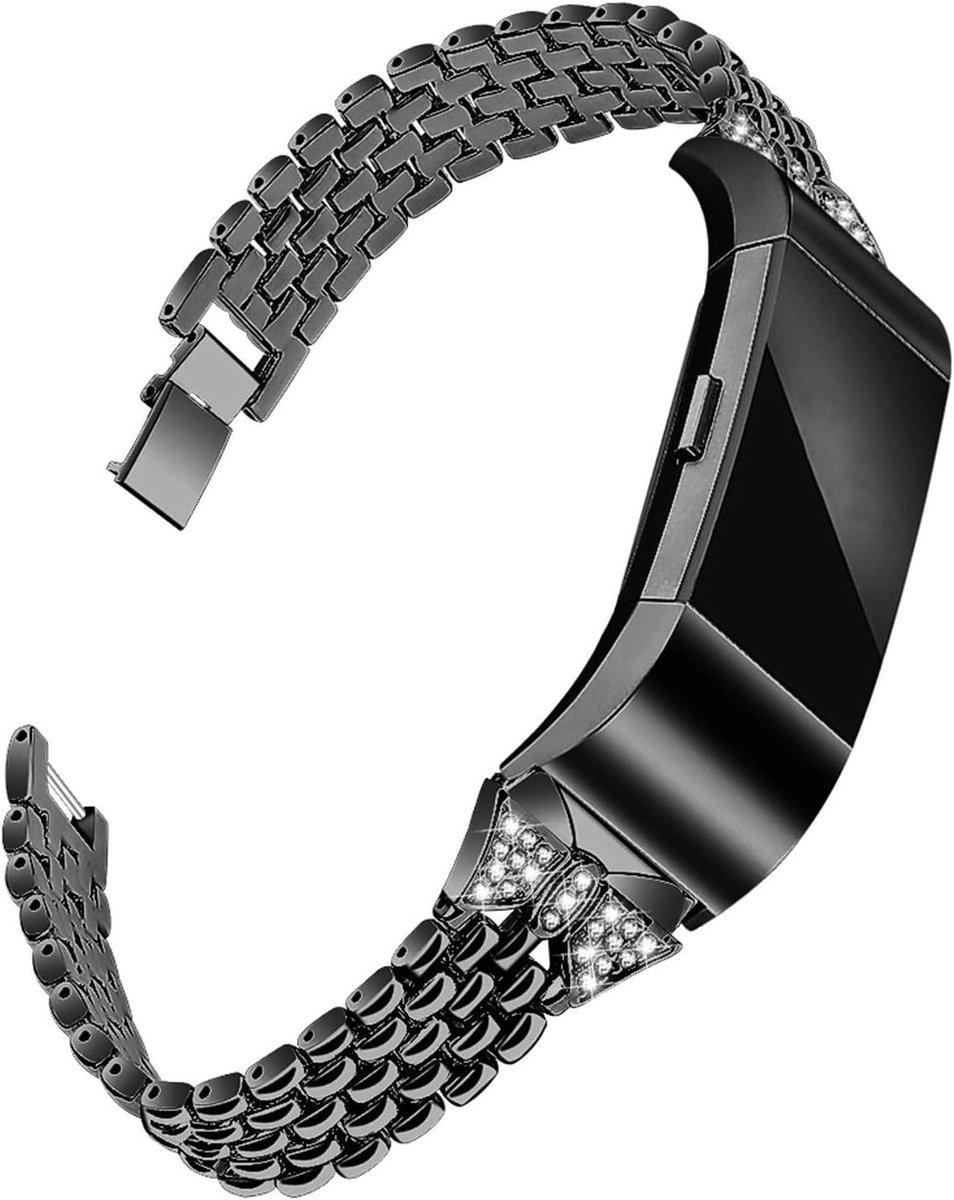 Rhinestone Metal Strap - Horloge Bandje - Smartwatch Personaliseren - Verstelbare Lengte - 5.5 - 7.6 inch polsen - Zilver