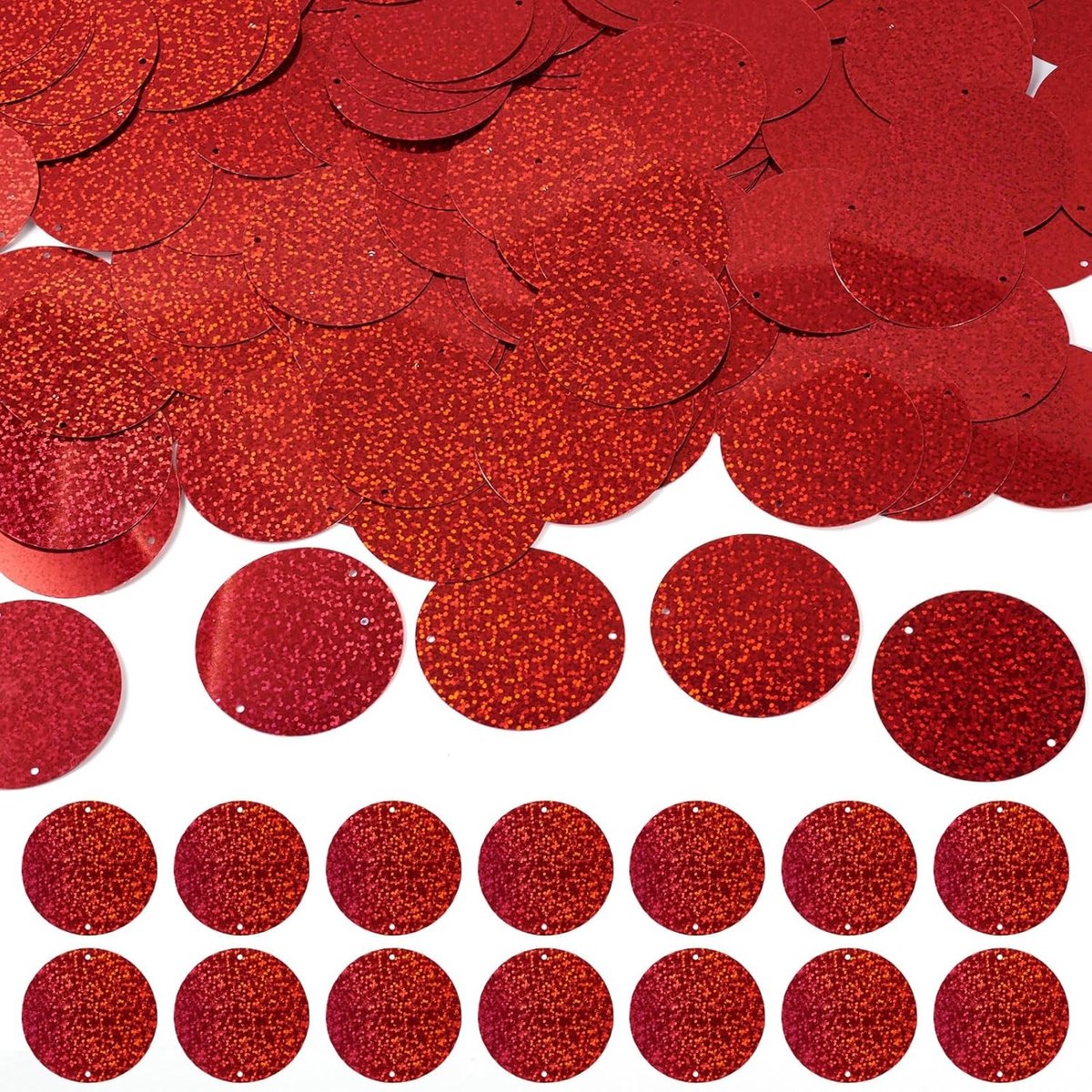 Losse Pailletten - Glitter Pailletten Kralen - Ambachten Sieraden Maken - Platte Ronde Vorm - 52 mm 150 stuks - Donkerrood
