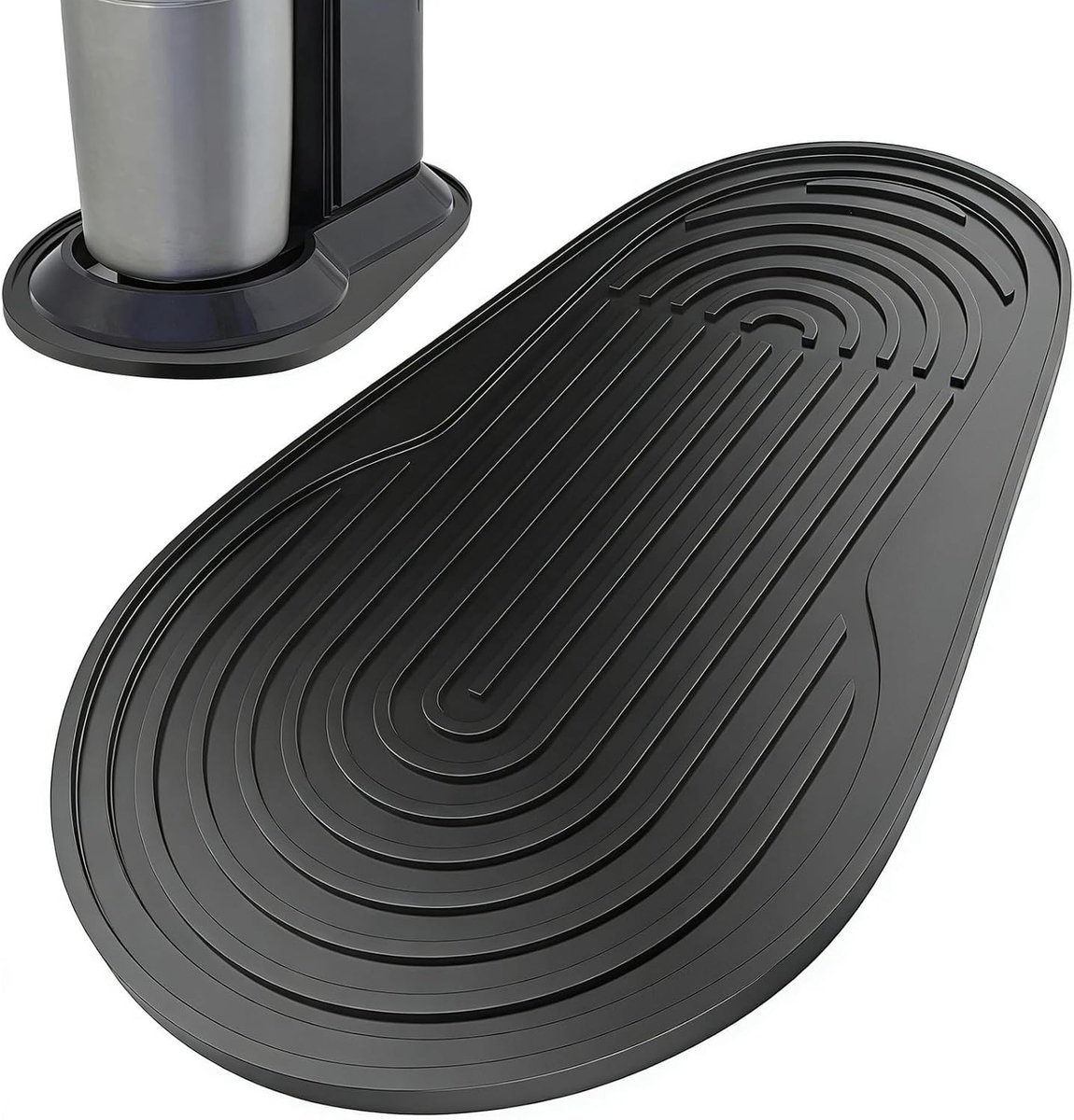 Afdruipmat van siliconen voor dranken, antislip en beschermpad voor keukenaccessoires, zwart, 30.2 x 18 cm