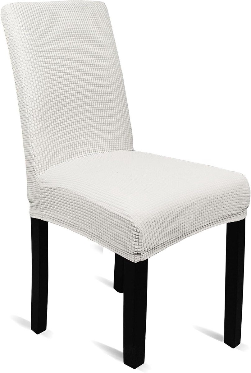 Fluwelen Stoelhoezen - Stoelbeschermers Elastisch - Eetkamer Decoratie - Zelfnivellerend - 6 stuks - Wit