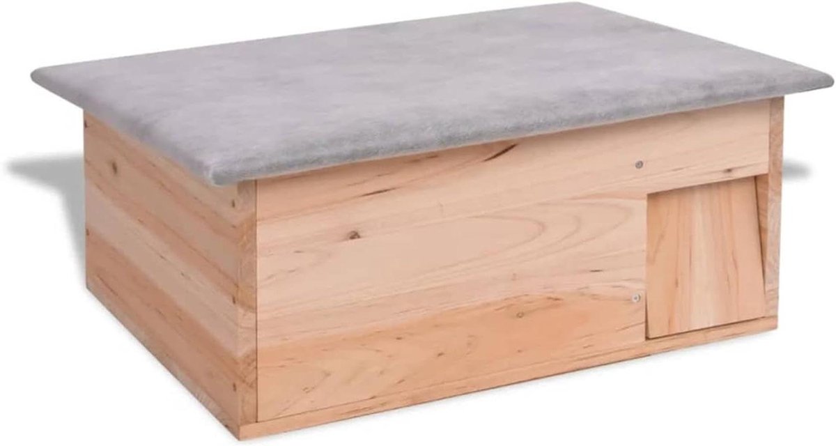 Egelhuis Hout - Dierenverblijf Tuin - Veilig Overwinteren - Labyrintingang Kattenwerend - 45x33x22 cm - Natuurlijk