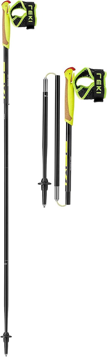 Nordic Walking Stokken - Wandelstokken Trailrunning - Sporten in de natuur - Snel verwisselbare lus - 120 cm - Zwart-Antraciet-Neongeel