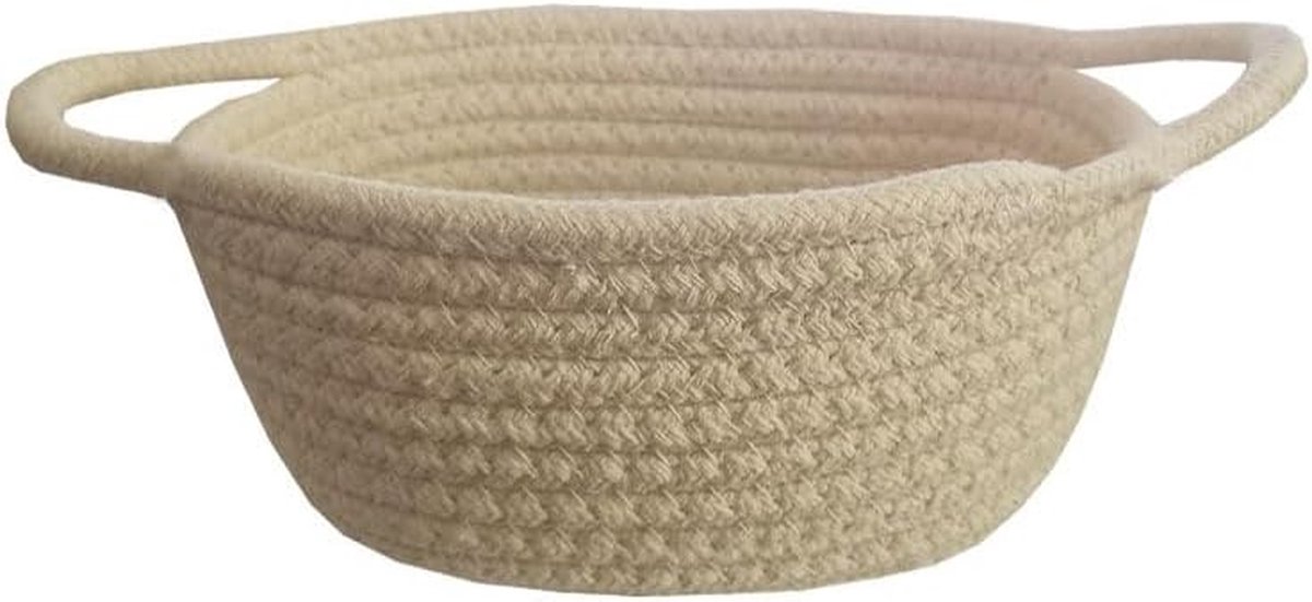 Kleine Opbergmand - Decoratieve mand - Babykamer Organiseren - Huidvriendelijk katoen - 19x12x9cm - Beige