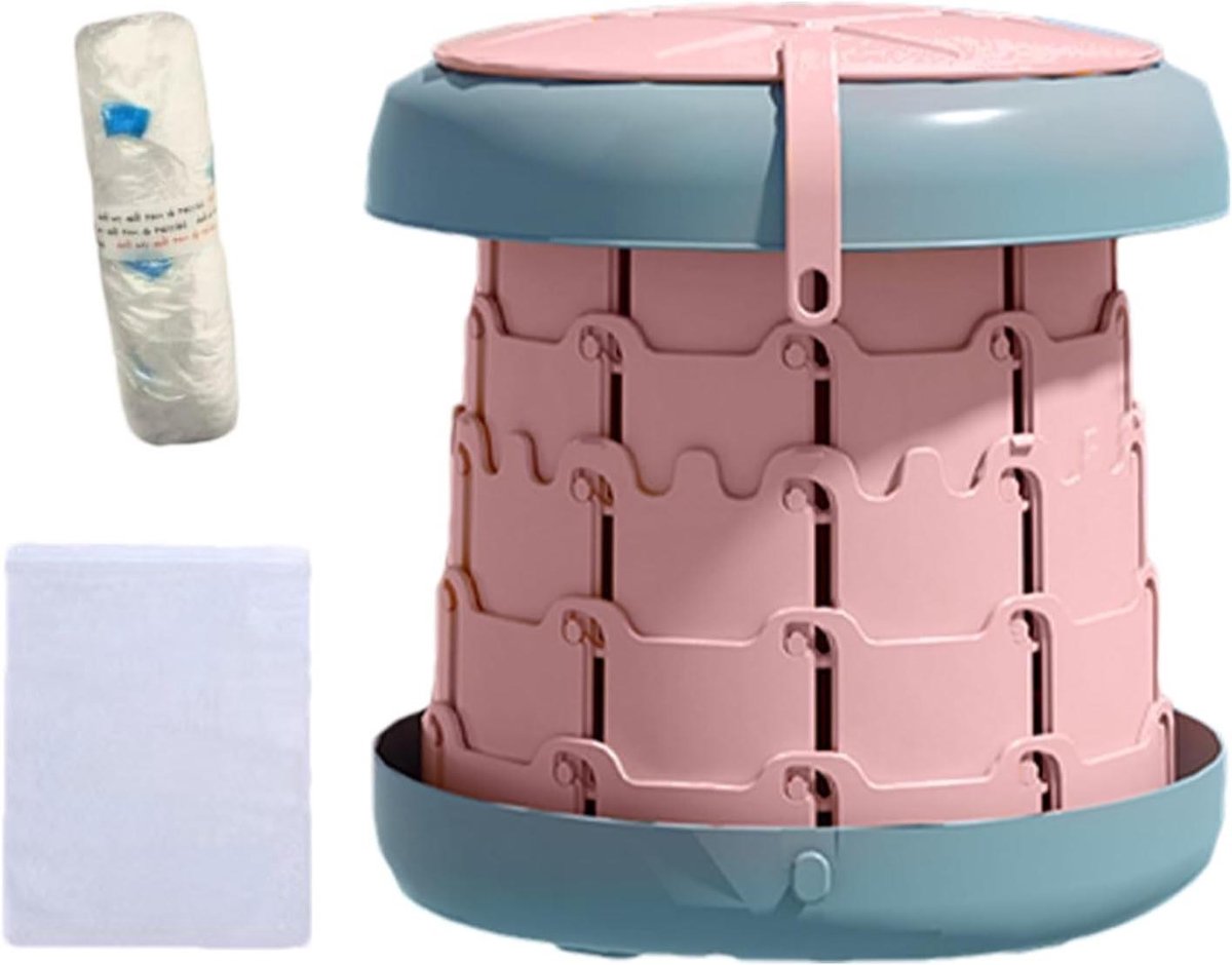 Reispot Opvouwbaar - Draagbare Toiletverkleiner - Zindelijkheidstraining Onderweg - Antislip en Stabiel - 30 x 28.3 x 11.7 cm - Roze