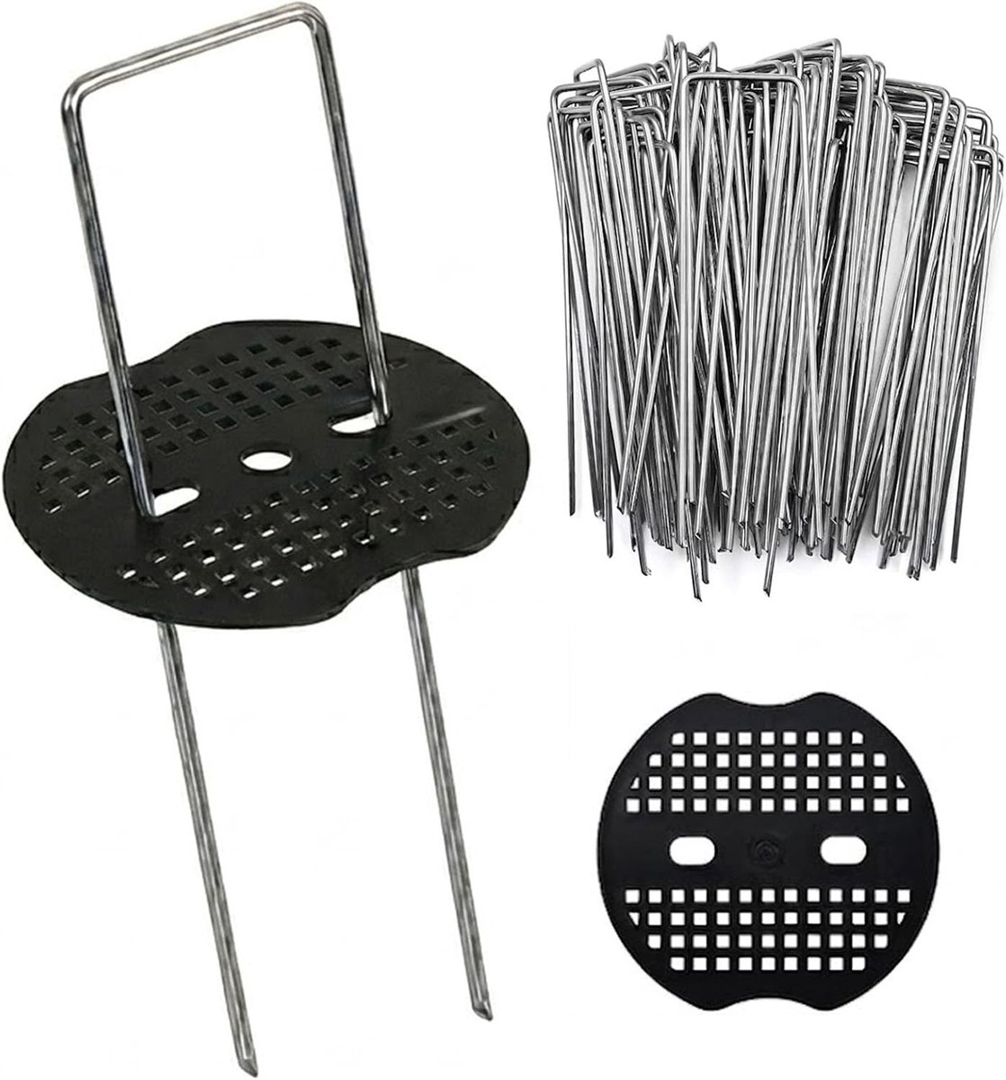 Grondanker - Verzinkt Staal - 150 x 40 mm - U-vormige Haringen met Sluitringen - Voor Tuin en Camping