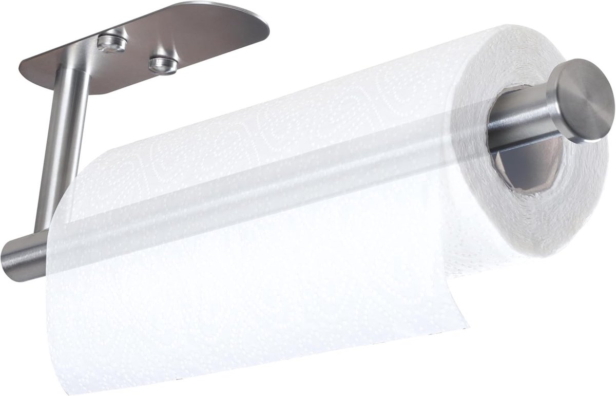Foliehouder - Zwart - 14,5 x 33,5 x 9,5 cm - IJzeren Multifunctionele Keukenhouder zonder Boren - Voor Keuken en Badkamer