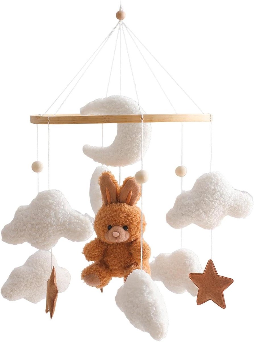 Babybed Mobiel - Wieg Speelgoed - Babykamer Decoratie - Zintuigstimulerend Ontwerp - 45 cm - Bruin
