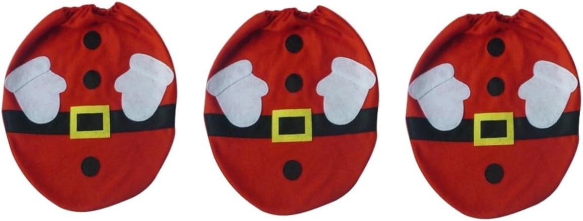 Toiletbrilhoezen Set - Toiletdecoratie Kerst - Badkamer Versieren - Feestelijke Patronen - 40 x 36 cm - Rood