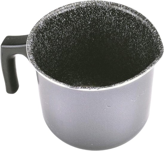 Melkpan met schenktuit - Kookpan Klein - Kleine porties koken - Artech steen effect - 12 cm - Zwart