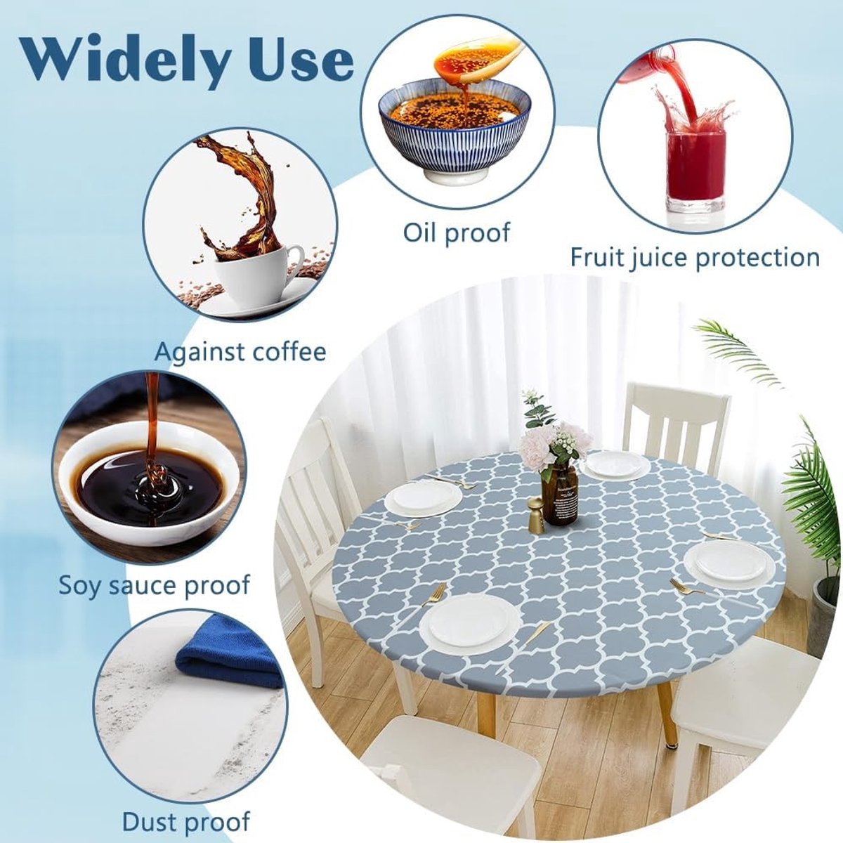 Waterdichte en Wasbare Tafelkleed voor Tuin en Buiten, Rond 96 cm, Herbruikbaar Plastic Tafelkleed voor Eten en Feesten
