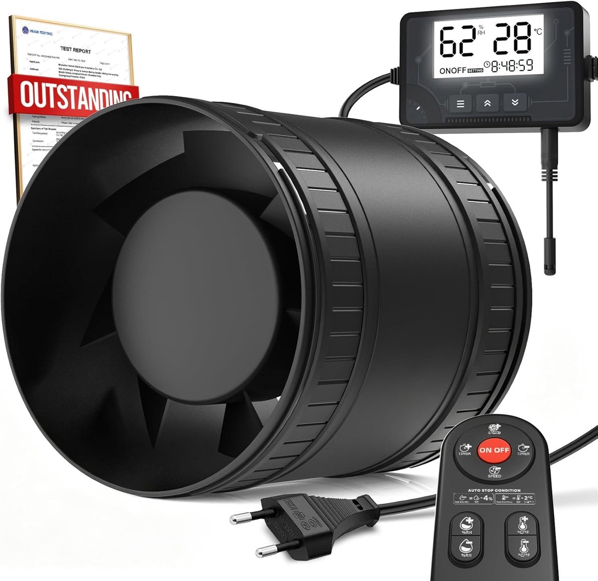 Afzuiging badkamer - Wit - 100 mm - Stille Buisventilator met Afstandsbediening en Vochtsensor - Voor Toilet en Garage